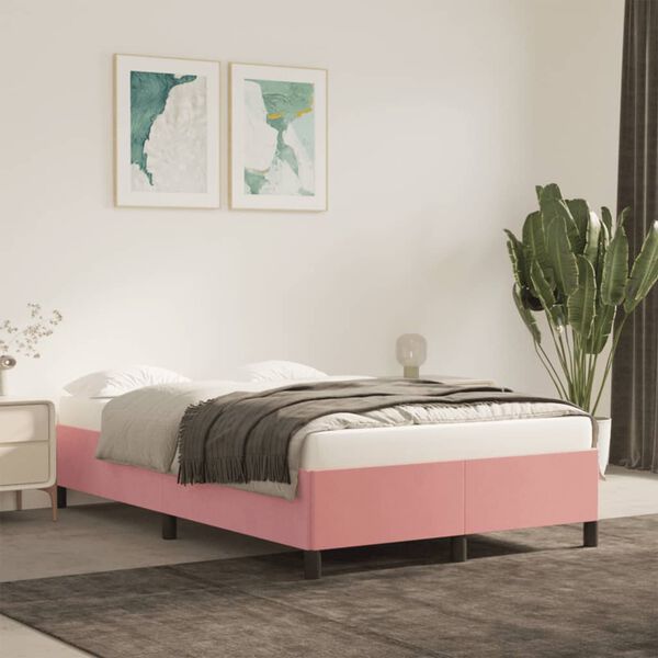 vidaXL Estructura de cama sin colch&oacute;n terciopelo rosa 120x190 cm