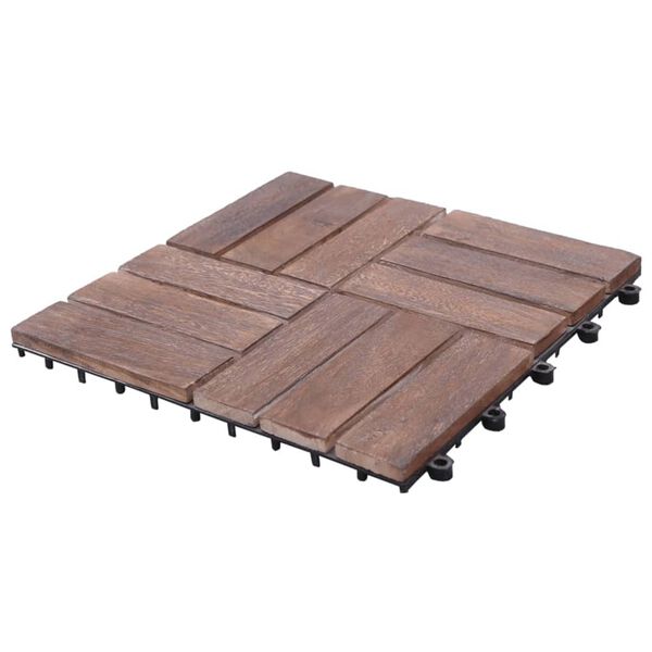 vidaXL Baldosas de terraza 11 uds madera maciza reciclada 30x30 cm
