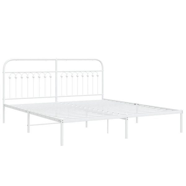 vidaXL Estructura cama sin colch&oacute;n con cabecero metal blanco 183x203cm