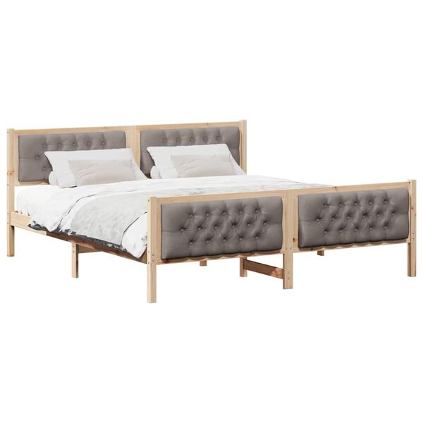 vidaXL Estructura de cama Taup&eacute; 180 x 200 cm Madera de pino macizo