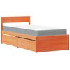 vidaXL Cama con cajones y colch&oacute;n madera pino marr&oacute;n cera 90x190 cm