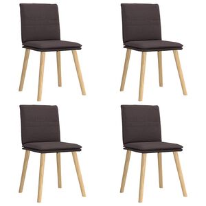 vidaXL Sillas de comedor 4 unidades tela marr&oacute;n oscuro