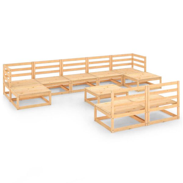 vidaXL Juego de muebles de jard&iacute;n 10 piezas madera maciza de pino