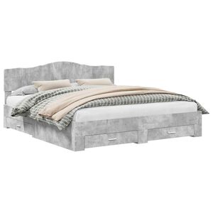vidaXL Estructura de cama con cabecera Gris Concreto 180 x 200 cm