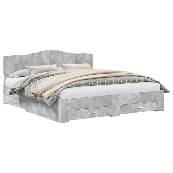 vidaXL Estructura de cama con cabecera Gris Concreto 180 x 200 cm
