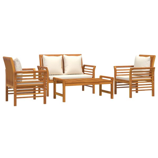 vidaXL Set de muebles de jardín 4 pzs y cojines madera maciza acacia