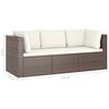 vidaXL Set muebles de jard&iacute;n 4 piezas y cojines rat&aacute;n sint&eacute;tico marr&oacute;n