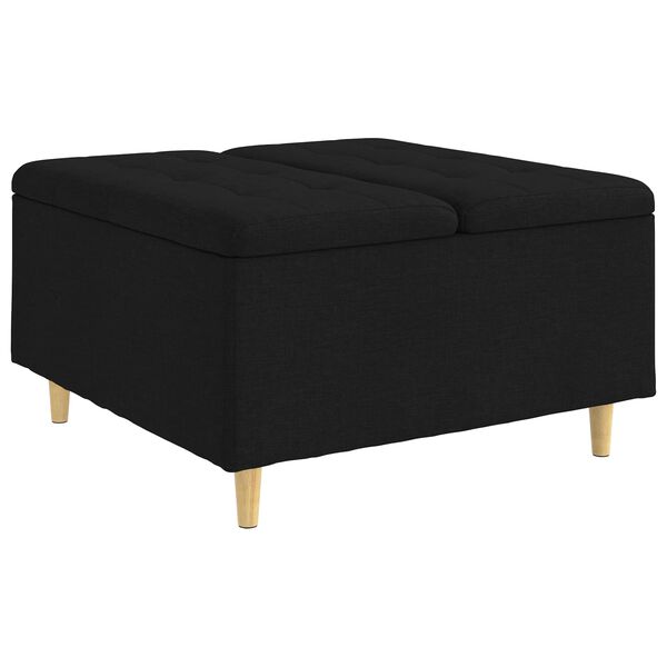 vidaXL Otomano de almacenamiento con coj&iacute;n Negro 80 x 80 x 45 cm tela