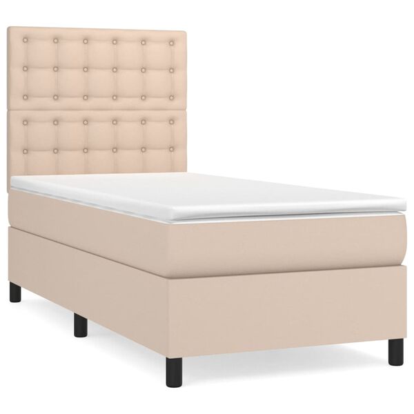 vidaXL Cama box spring con colch&oacute;n cuero sint&eacute;tico capuchino 80x200 cm