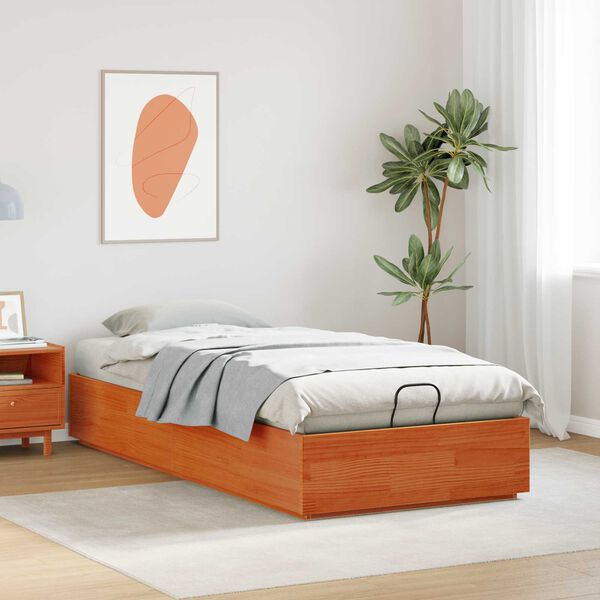 vidaXL Estructura de Cama Ottoman Marr&oacute;n Cera 80 x 200 cm Pino macizo