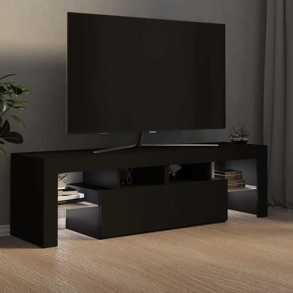 vidaXL Mueble de TV con luces LED negro 140x36,5x40 cm