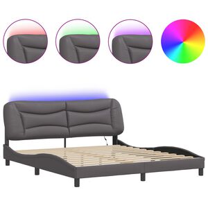 vidaXL Estructura de cama con LED sin colch&oacute;n Hvar gris 180x200 cm