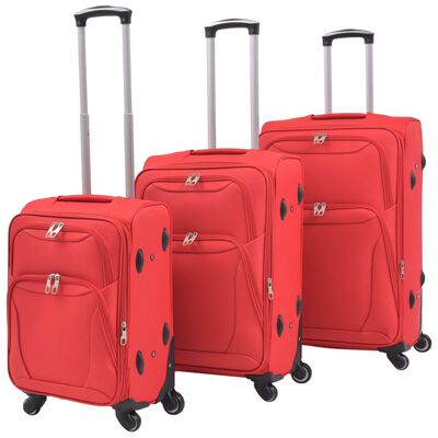 vidaXL Juego de 3 maletas blandas rojas