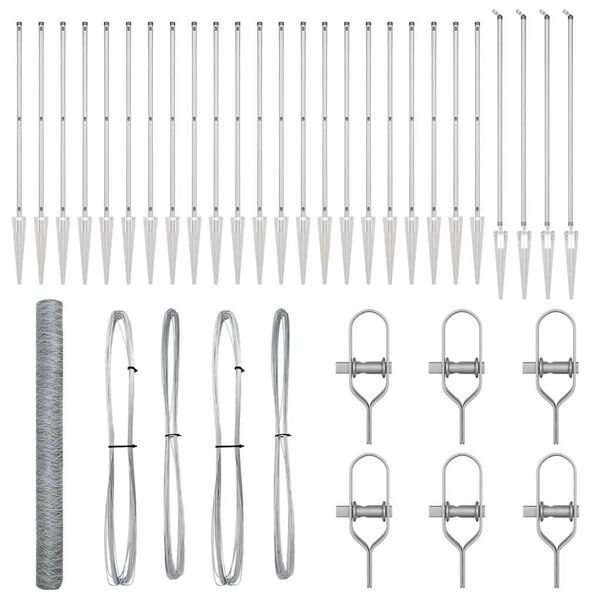 vidaXL Poste de Valla Plateado 50 x 1,6 m (malla de 50 mm) Acero