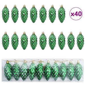 vidaXL Bola de Pi&ntilde;a de Navidad 40 uds. Verde 4 x 9 cm Pl&aacute;stico LED