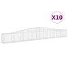 vidaXL Cestas de gaviones 10 uds forma de arco hierro 400x30x40/60 cm