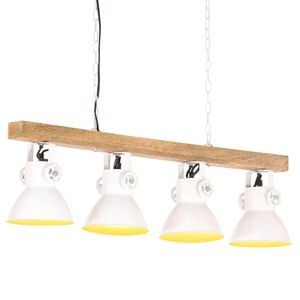 vidaXL Lámpara de techo industrial madera de mango blanco E27