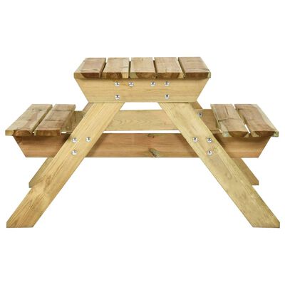 vidaXL Mesa de picnic con bancos 110x123x73 cm madera pino impregnada