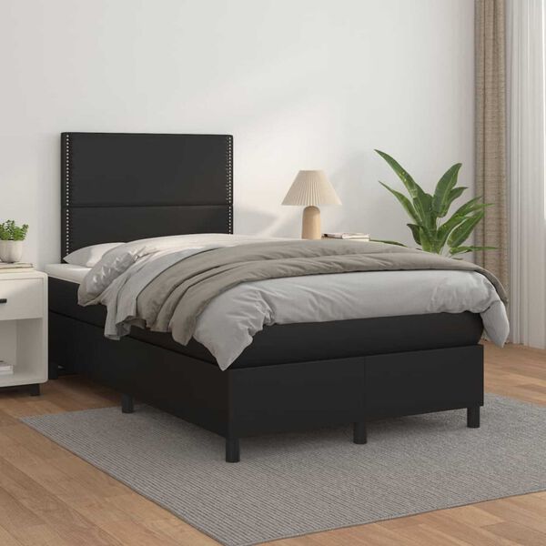 vidaXL Cama box spring con colch&oacute;n cuero sint&eacute;tico negro 120x190 cm