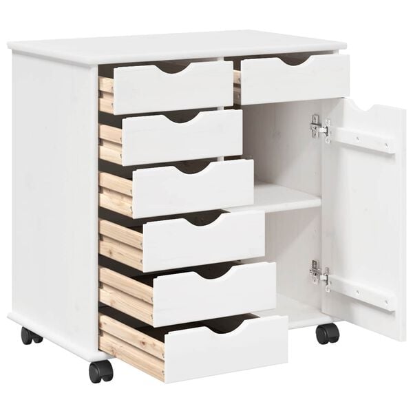 vidaXL Gabinete rodante 63,5 x 39 x 65,5 cm Madera de Pino Macizo