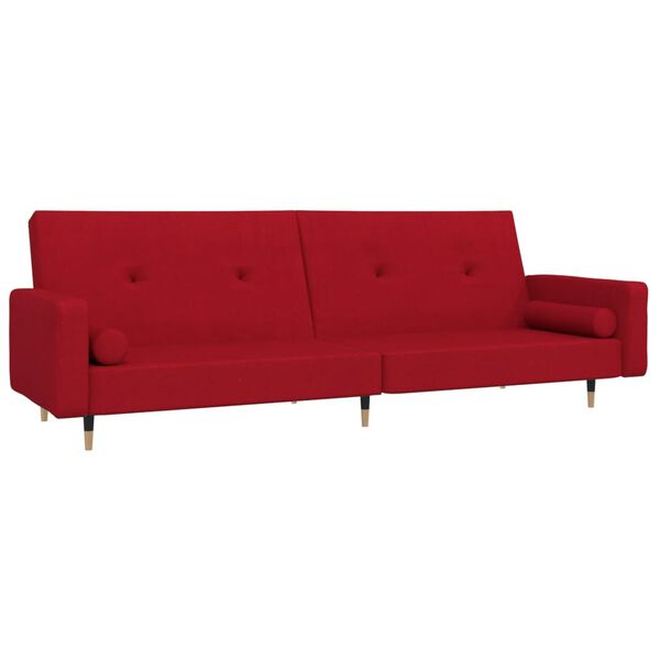 vidaXL Sof&aacute; cama de 2 plazas con dos almohadas terciopelo rojo tinto