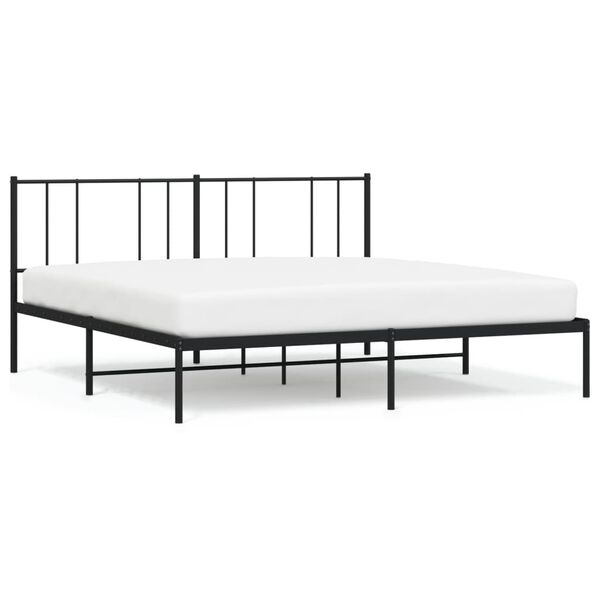 vidaXL Estructura cama sin colch&oacute;n con cabecero metal negro 180x200 cm