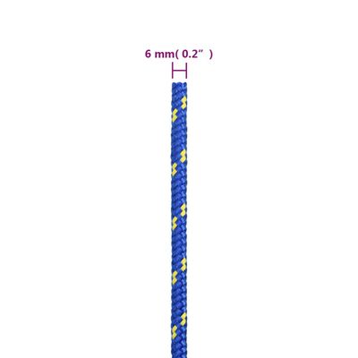 vidaXL Cuerda de barco polipropileno azul 6 mm 25 m