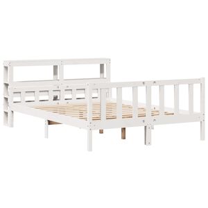 vidaXL Estructura de cama sin colch&oacute;n madera de pino blanca 150x200 cm