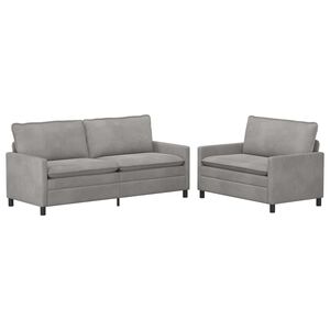 vidaXL Juego de Sof&aacute; 2 uds. Gris Claro Terciopelo