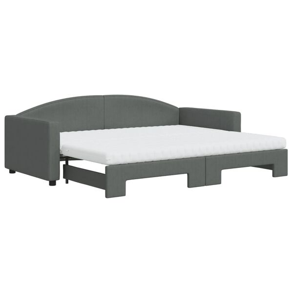 vidaXL Sof&aacute; cama nido con colch&oacute;n tela gris oscuro 90x200 cm
