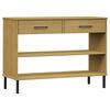 vidaXL Armario consola patas de metal madera maciza pino marr&oacute;n OSLO