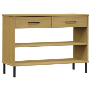 vidaXL Armario consola patas de metal madera maciza pino marr&oacute;n OSLO