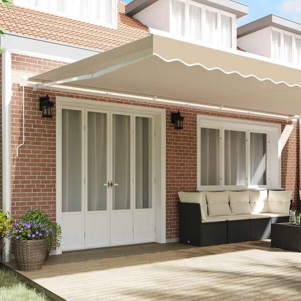 vidaXL Toldo Retr&aacute;ctil Manual Beige 600 x 350 cm Poli&eacute;ster y metal