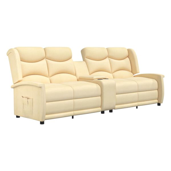vidaXL Sof&aacute; reclinable de 4 plazas con portavasos crema
