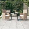 vidaXL Juego de comedor de jard&iacute;n 3 piezas con cojines beige