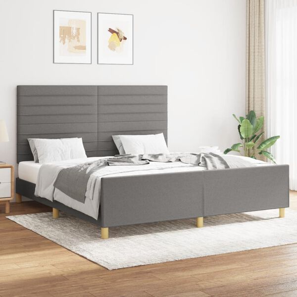 vidaXL Cama sin colch&oacute;n de tela gris oscuro 160x200 cm
