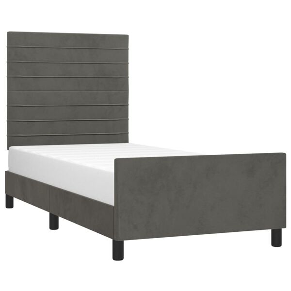 vidaXL Estructura de cama sin colch&oacute;n terciopelo gris oscuro 100x200cm