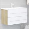 vidaXL Set de muebles de ba&ntilde;o 2 pzas madera contrachapada blanco roble