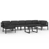vidaXL Set muebles de jard&iacute;n 8 pzas y cojines aluminio gris antracita