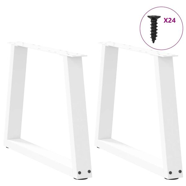 vidaXL Patas para mesa de centro en forma de V (2 unidades), color blanco, 70 x (42-43,3) cm, acero