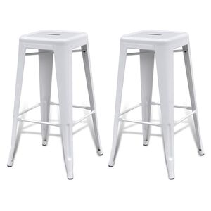 vidaXL Taburetes de cocina 2 unidades acero blancos