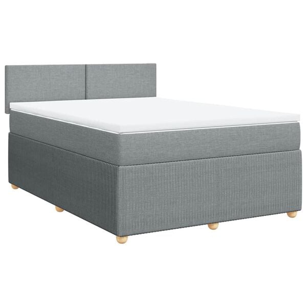 vidaXL Cama box spring con colch&oacute;n tela gris claro 160x200 cm