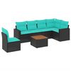 vidaXL Set de sof&aacute;s de jard&iacute;n 7 pzas con cojines rat&aacute;n sint&eacute;tico negro