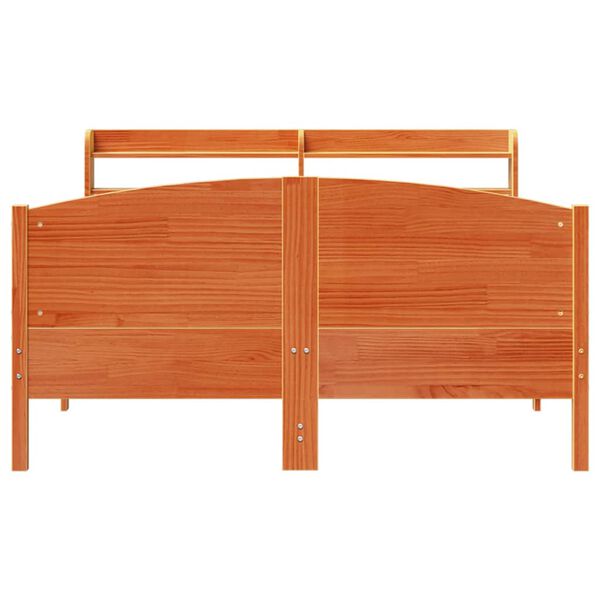 vidaXL Cama sin colch&oacute;n madera maciza de pino marr&oacute;n cera 140x190 cm