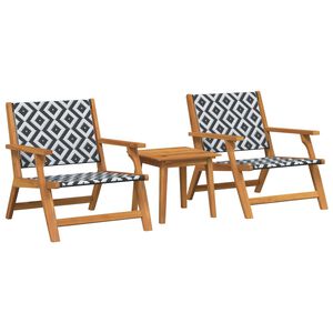 vidaXL Sillas de Jard&iacute;n con Mesa 3 pcs Negro y Madera de Acacia S&oacute;lida