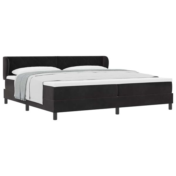 vidaXL Cama tipo Box Spring con colch&oacute;n Negro 200 x 200 cm Terciopelo