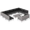vidaXL Sof&aacute;s de jard&iacute;n 12 pzas cojines rat&aacute;n sint&eacute;tico gris oscuro