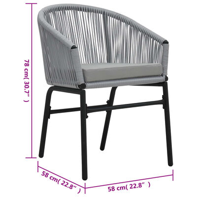 vidaXL Set mesa y sillas de jardín 3 pzas y cojines ratán PE gris
