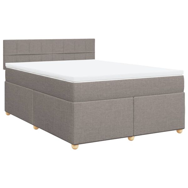 vidaXL Cama box spring con colch&oacute;n tela gris taupe 140x200 cm