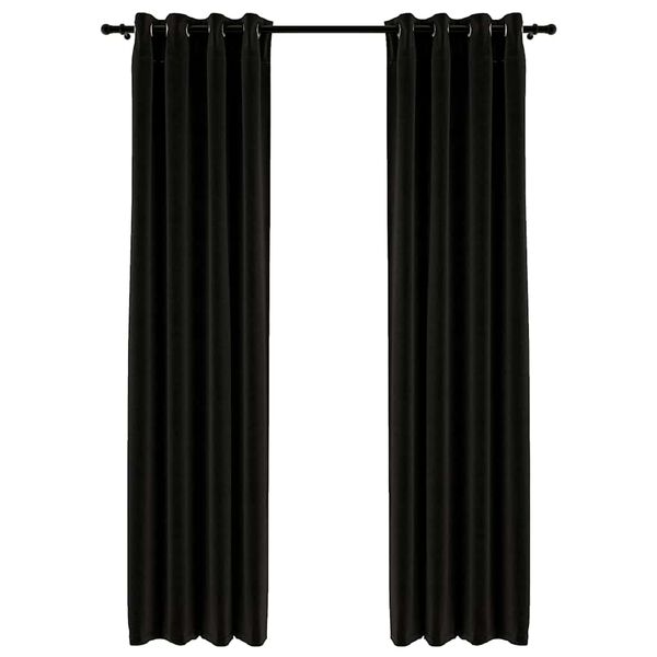vidaXL Cortina opaca con ojales look lino 2 pzas antracita 140x225 cm